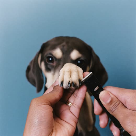 A dog's paw held for a nail trim